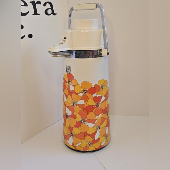 king air pot Other - Vintage 70s King Air Pot Floral Pump Vacuum Dispenser Hot Cold Coffee EUC MCM